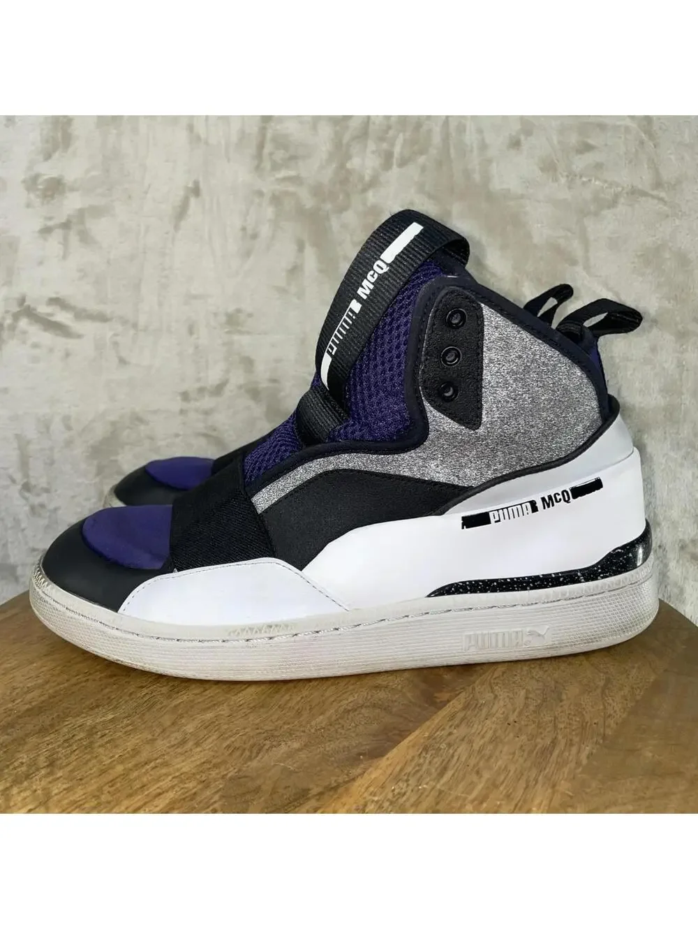 Puma Mcq Brace Mid Unisex Gray Astral Aura-Blk-Wht-Glacier Men US 8 *NO SHOELACE